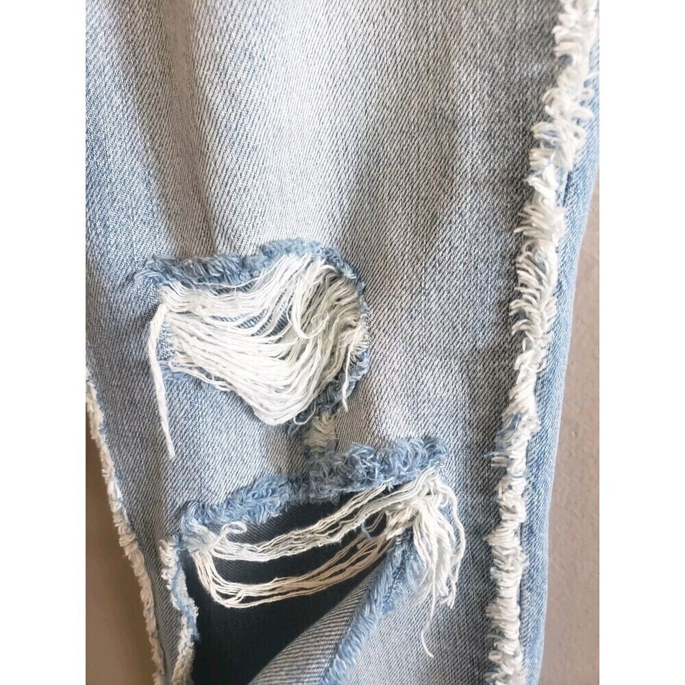 Frame Side Fringe Jeans Blue Light Wash Distressed Button Fly Size 25 - Picture 6 of 10